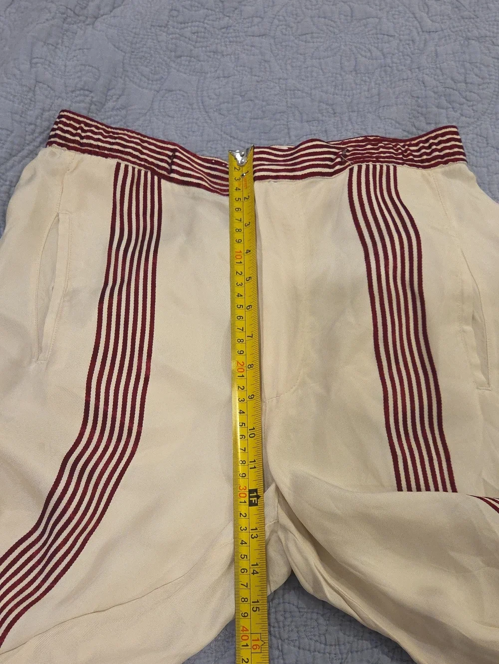 Zara High Waist Striped Wide-Leg Palazzo Pants-- Ecru & Burgundy Size M! - Picture 8 of 11